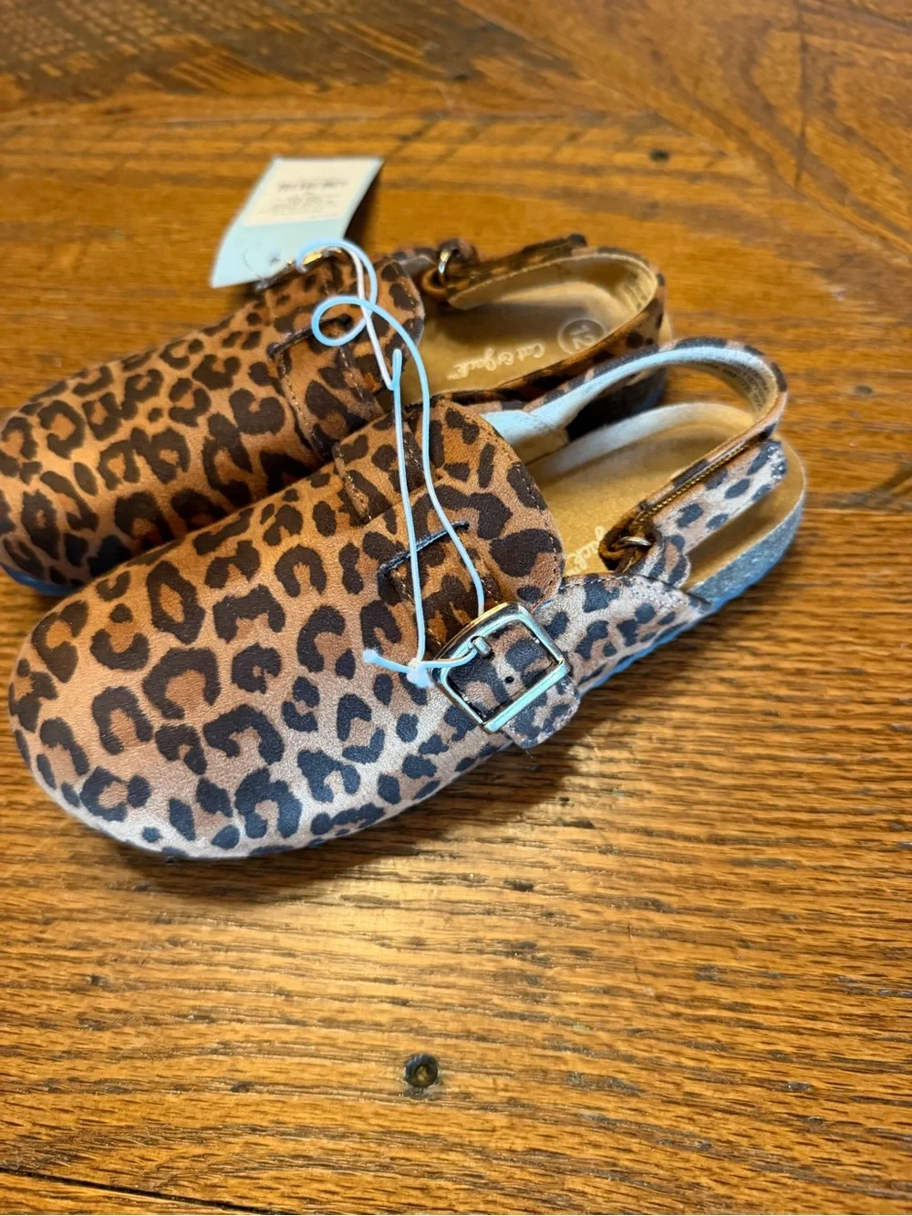Cat & Jack Leopard Print Moccasin Slip-Ons in Brown and Black Sz 12 adjustable